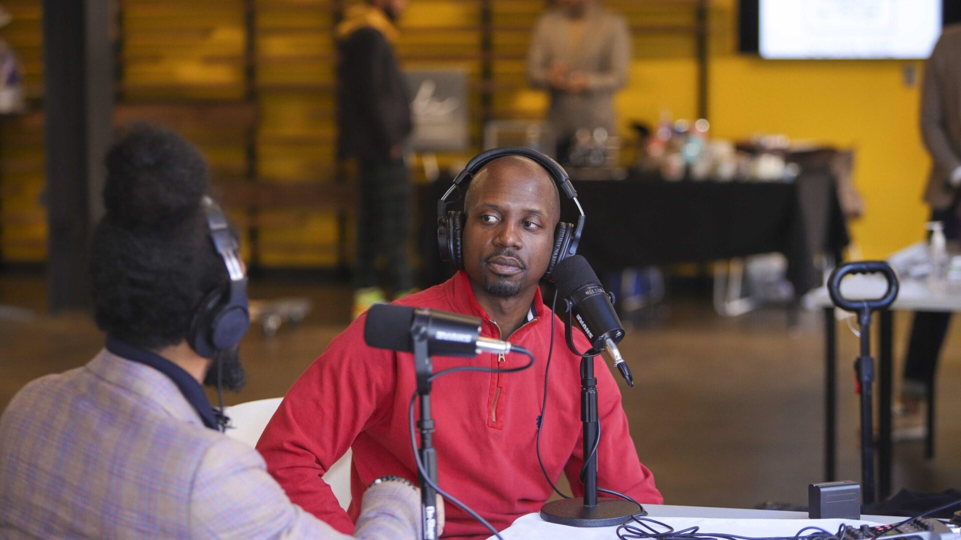 video podcast booth used at a networking event
