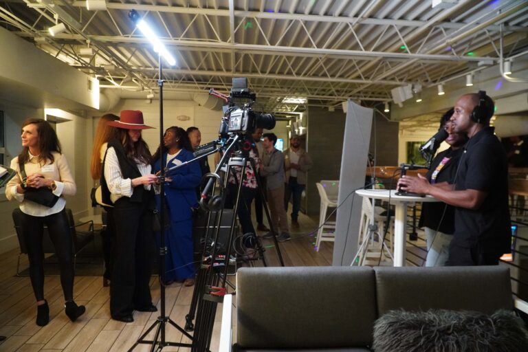 All eyes on the video podcast booth