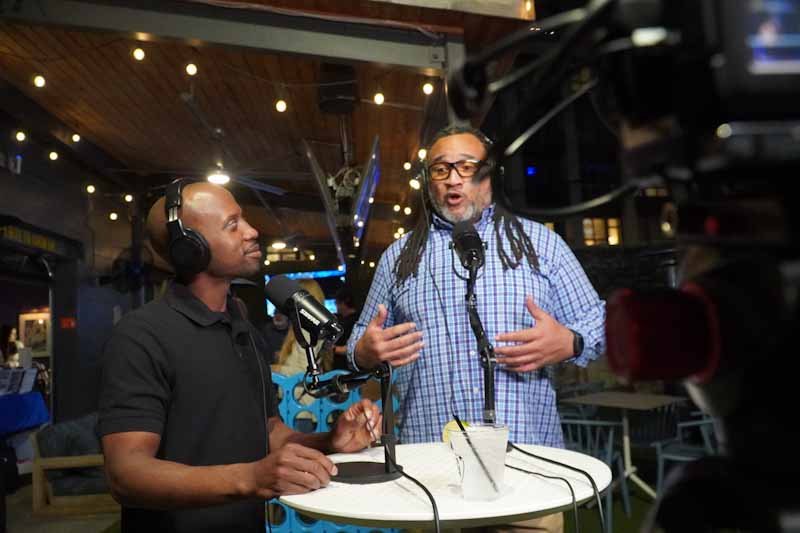 The video podcast booth in action at a networking event in Charlotte