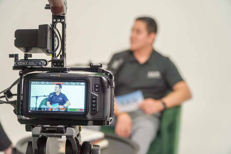 Podcast Titans filming a podcast for a marketing company in Charlotte